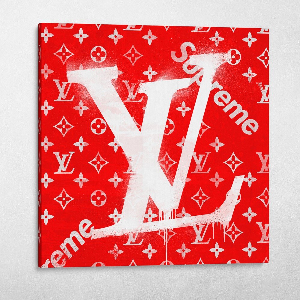 Supreme Louis Vuitton Red Pop Art Fashion Graffiti Wall Art 1936